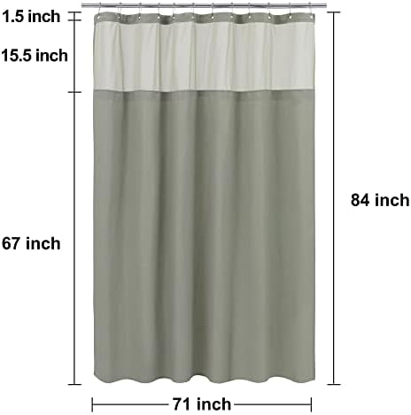N&Y HOME Extra Long Waffle Shower Curtain with Snap-in Liner Sage, 71x84