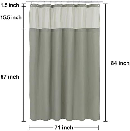 N&Y HOME Extra Long Waffle Shower Curtain with Snap-in Liner Sage, 71x84