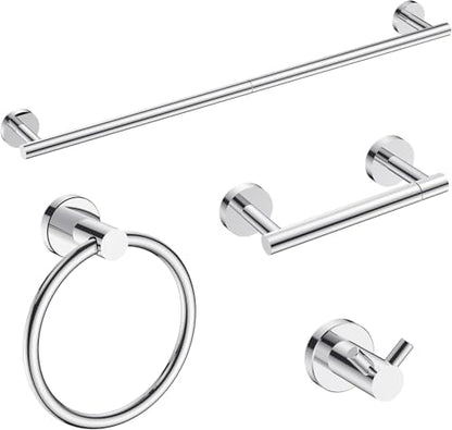 FORIOUS Bathroom Accessories, 4-Piece Bathroom Hardware Set - 18" Towel Bar