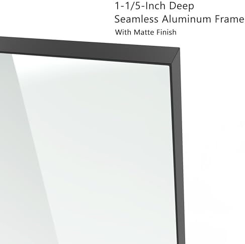VocalStar Black Metal Framed Bathroom Mirror for Wall, 24 x 36 Inch Square Corner Rectangle Black Bathroom Vanity Mirror Modern Farmhouse, 1/4-inch Shatterproof Glass | Ultra-Flush Hanging