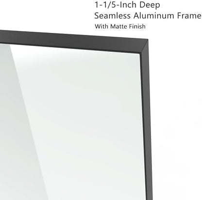 VocalStar Black Framed Mirror for Bathroom 40 x 30 Inch, Large Rectangular Wall Mirror Square Corner Metal Frame Bathroom Vanity Mirror Farmhouse, 1/4-inch Shatterproof Glass | Ultra-Flush Hanging