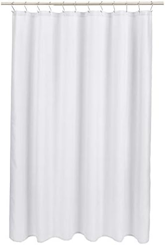 Amazon Basics Linen Style Bathroom Shower Curtain, 100% Polyester, 72" x 72", Bright White
