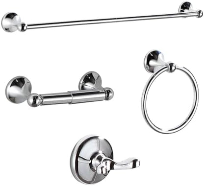 BGL Bathroom Hardware Set, Chrome Adjustable Expandable Towel Bar 4-Piece Bathroom Accessory Set Wall Mounted Robe Hook Toilet Paper Holder Towel Ring Towel Bar