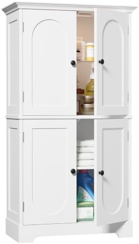 HAIOOU Bathroom Floor Cabinet with Motion Sensor Light - White