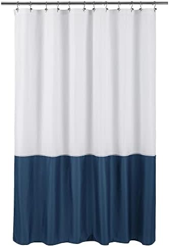 ALYVIA SPRING Waterproof Fabric Shower Curtain or Liner White/Navy, 72x72