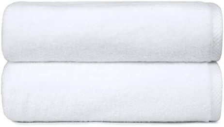 Amazon Basics 2-Piece Quick-Dry Oversize Bath Towel, 100% Cotton, 62" x 30", White