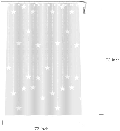Shower Curtain Liner, White Pentagram Waterproof PEVA Shower Curtains with 3 Duty Heavy Bottom Magnets and 12 Rust Proof Grommets, 72x72 Weighted Shower Liner for Shower Stall, Bathtubs
