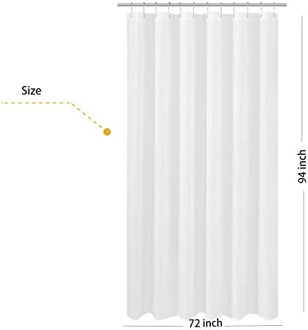 N&Y HOME Extra Long Fabric Shower Curtain or Liner 72 x 94 inches, White