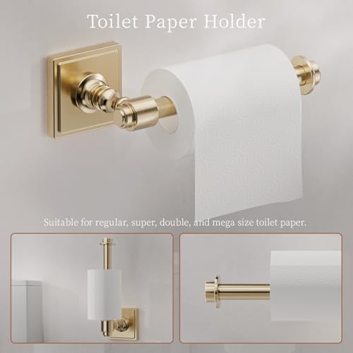 Champagne Bronze Bathroom Accessories Set, 5 Piece Bathroom Towel Holder Set, SUS304 Stainless Steel 24" Towel Bar, Towel Rack Set for Bathroom, Bathroom Hardware Set Wall Mounted