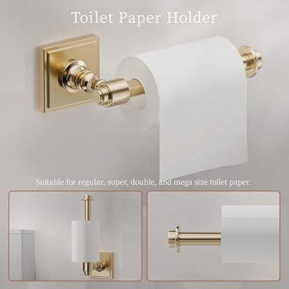 Champagne Bronze Bathroom Accessories Set, 5 Piece Bathroom Towel Holder Set, SUS304 Stainless Steel 24" Towel Bar, Towel Rack Set for Bathroom, Bathroom Hardware Set Wall Mounted