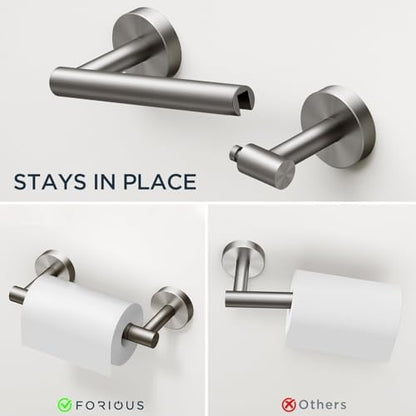 FORIOUS Bathroom Accessories, 4-Piece Bathroom Hardware Set - 30" Towel Bar