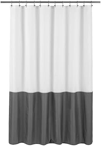 ALYVIA SPRING Waterproof Fabric Shower Curtain Liner White/Dark Gray, 72x72