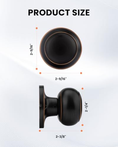 Haidms 1 Pack Oil Rubbed Bronze Door Knob Dummy, Half Bronze No-Turning Dummy Closet Doors Single-Sided Door Locks (2 Pieces/1 Pair)