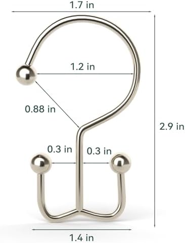 24 Pcs Shower Curtain Hooks, Goowin Shower Curtain Rings, Durable Shower Curtain Rings Rust Proof, Double Glide Shower Rings for Curtain, Simple Shower Hooks for Shower Curtain & Liner, Brush Nickel
