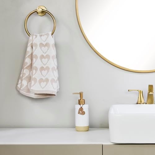 SKL Home Hearts Hand Towel Set-2pc, 100% Cotton Jacquard, Tan