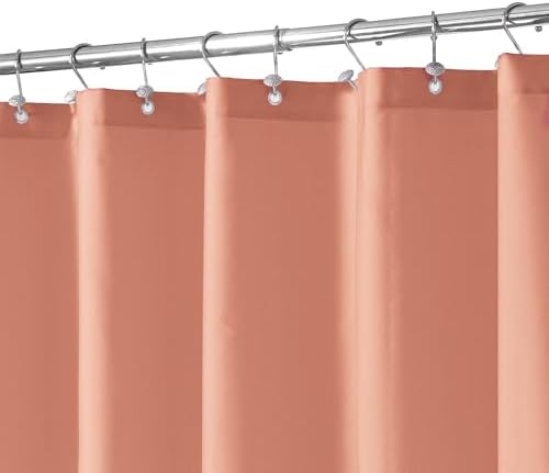 N&Y HOME Fabric Shower Curtain or Liner with Magnets, Coral
