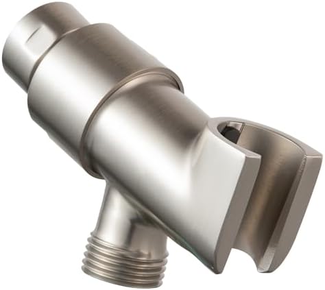 OFFO Shower Head Holder for Handheld Shower Head, Brushed Nickel Adjustable Shower Arm Mount for Connecting Shower Arm and Shower Hose, 1/2 in IPS Female Inlet and Male Outlet
