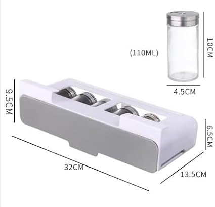 SpiceSpace Organizer Set – Under-Shelf Mounted Rack with 6 Glass Spice Jars & 18 Preprinted Labels – Minimalist Space-Saving Spice Rack for Pantry, Cabinet, or Kitchen Shelf