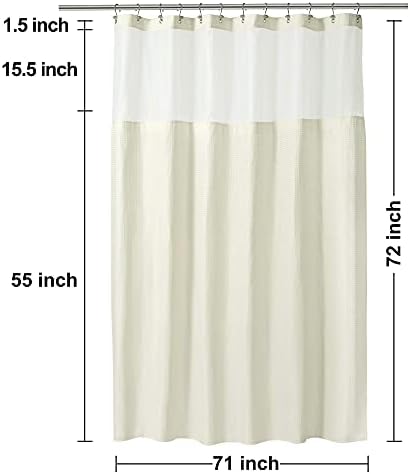 N&Y HOME Waffle Weave Shower Curtain with Snap-in Liner Set Cream, 71x72