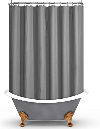 Mrs Awesome Grey Clawfoot Tub Shower Curtain or Liner with 12 Magnets - Free 36 Hooks Included, Waterproof PEVA, 180" x 70", Dark Gray