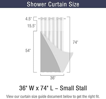Gibelle No Hook Cloth Black Shower Curtain with Liner, 36x74