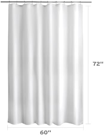 Titanker Small Stall Shower Curtain Liner Washable, 60x72 Inches, White Fabric Stall Shower Liner with 2 Magnets, Waterproof RV Shower Liner Soft Lightweight Polyester, White