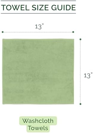 Elegant Comfort 100% Turkish Cotton Corduroy Ribbed Luxury Washcloths 6 Pack Soft 13 x 13 Inch - Higly Absorbent, Durable, Quick Dry, Spa Premium Hotel Quality for Bathroom or Travel, Sage
