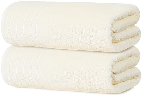 Tens Towels 2 Piece Extra Large Bath Sheets 35 x 70 Inches, Cream