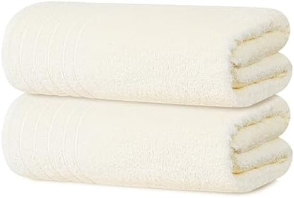 Tens Towels 2 Piece Extra Large Bath Sheets 35 x 70 Inches, Cream