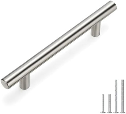 homdiy 96mm Cabinet Handles Drawer Pulls - HD201SN Cabinet Hardware Brushed Nickel Cabinet Pulls 5 Pack Modern Cupboard Handles for Kitchen Cabinets