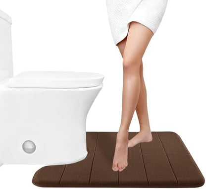 Yimobra Memory Foam Toilet Bath Mat U-Shaped, Soft and Comfortable, Super Water Absorbent, Non-Slip, Machine Wash and Easy to Dry for Bathroom Commode Contour Rug, 24 X 20 Inches, Brown