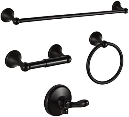 BGL Bathroom Hardware Set, Oil-Rubbed Bronze Adjustable Expandable Towel Bar 4-Piece ORB Bathroom Accessory Set Wall Mounted Robe Hook Toilet Paper Holder Towel Ring Towel Bar