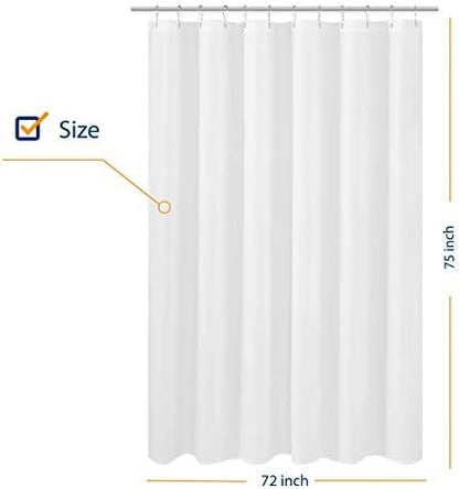 N&Y HOME Longer Shower Curtain Liner Fabric 72 x 75 inches, White