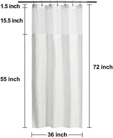 N&Y HOME Stall Waffle Weave Shower Curtain with Snap-in Liner White 36x72