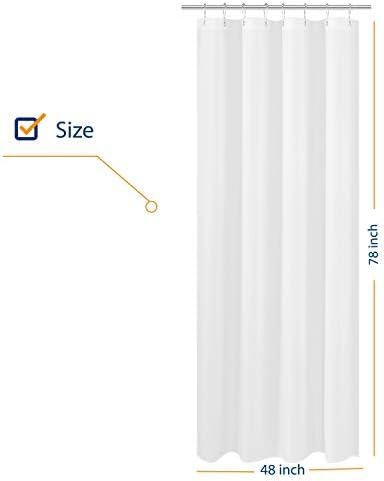 N&Y HOME Fabric Shower Curtain Liner Long Stall Size 48 x 78 inches, White