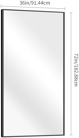 BONEWEI Bathroom Mirror,72x36 inch Bathroom Mirrors for Over Sink,Large Wall Mirror for Bathroom Wall Mounted Rectangle Mirrors,Black Vanity Mirror for Living Room,Bedroom Entryway,Horizontal/Vertical