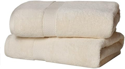 SUPERIOR Egyptian Cotton Plush & Absorbent, Bath Towel Set of 2, Cream