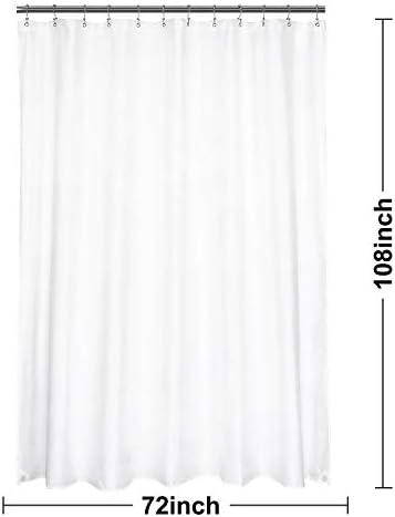 N&Y HOME 108 inch Extra Long Shower Curtain or Liner Fabric, White, 72x108