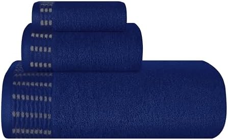 BELIZZI Home Ultra Soft 3 Pack Cotton Towel Set, Contains a Bath Towels 28x55 inch, a Hand Towels 16x24 inch & a Wash Coths 12x12 inch, Ideal Everyday use, Compact & Lightweight - Navy Blue