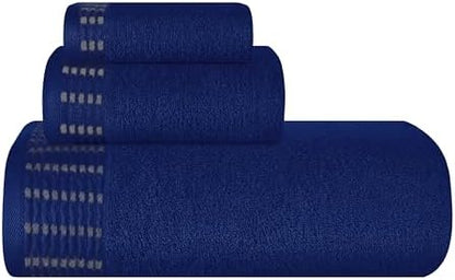 BELIZZI Home Ultra Soft 3 Pack Cotton Towel Set, Contains a Bath Towels 28x55 inch, a Hand Towels 16x24 inch & a Wash Coths 12x12 inch, Ideal Everyday use, Compact & Lightweight - Navy Blue