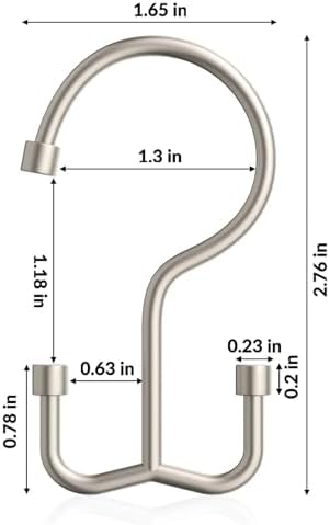 Goowin Shower Curtain Hooks, Shower Curtain Rings, Metal Shower Curtain Hangers Rust Proof, Double Glide Shower Rings for Curtain, Shower Hooks for Shower Curtain, Matte Nickel, 12 Pack-Cylinders