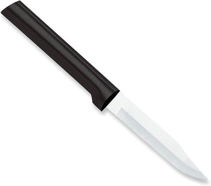 Rada Cutlery Regular Paring Knife (W201), 3.25" Stainless Steel Blade, Black Handle, Pack of 6