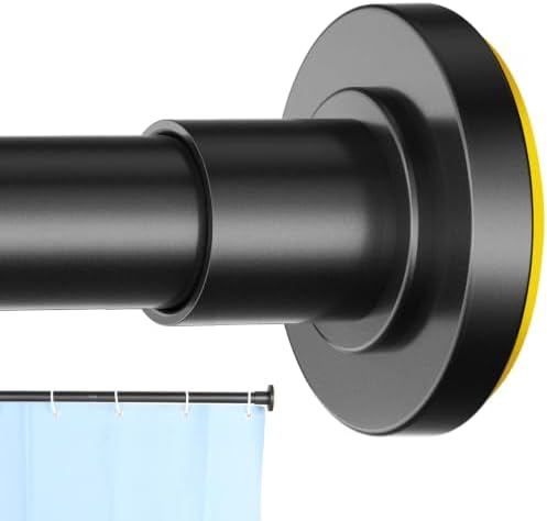 CorkLatta Black Shower Curtain Rod 31 to 92 Inch,1 Inch Diameter Adjustable Spring Tension Stainless Steel Telescoping Rod,Easy Install,No Rust