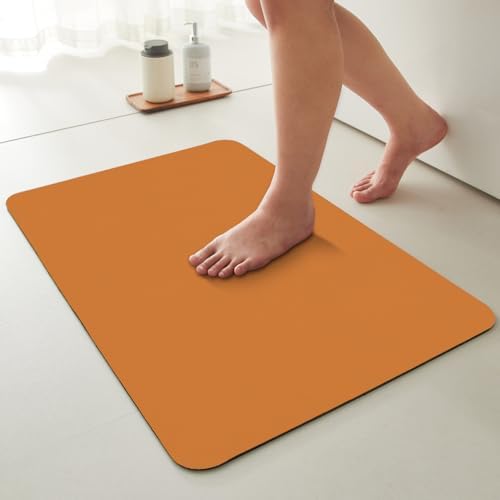 TYUU Thin Bath Mat, Small Bathroom Rugs Non Slip Washable, 20x30 Orange
