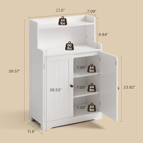 Gizoon 40" H Bathroom Storage Cabinet with 2 Adjustable Shelves, White