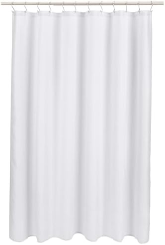 Amazon Basics Linen Style Bathroom Shower Curtain, 100% Polyester, 72" x 72", Bright White (Pack of 8)