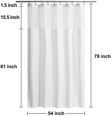 N&Y HOME 54 x 78 Waffle Weave Shower Curtain with Snap-in Liner Set White