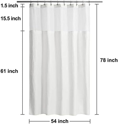 N&Y HOME 54 x 78 Waffle Weave Shower Curtain with Snap-in Liner Set White