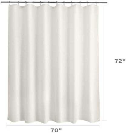 Titanker Fabric Shower Curtain Liner Washable, 70 x 72 Inches, Cream Shower Liner Fabric with 2 Magnets, Bathroom Polyester Shower Liner Waterproof Soft Lightweight, Cream