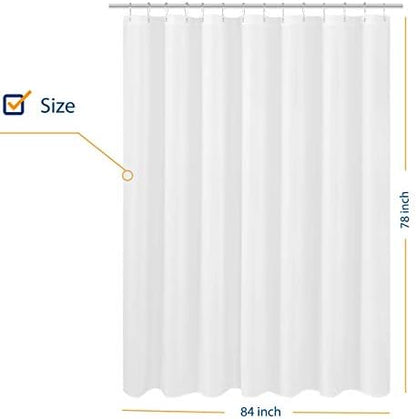 N&Y HOME Large Fabric Shower Curtain Liner 84 x 78 inches, White